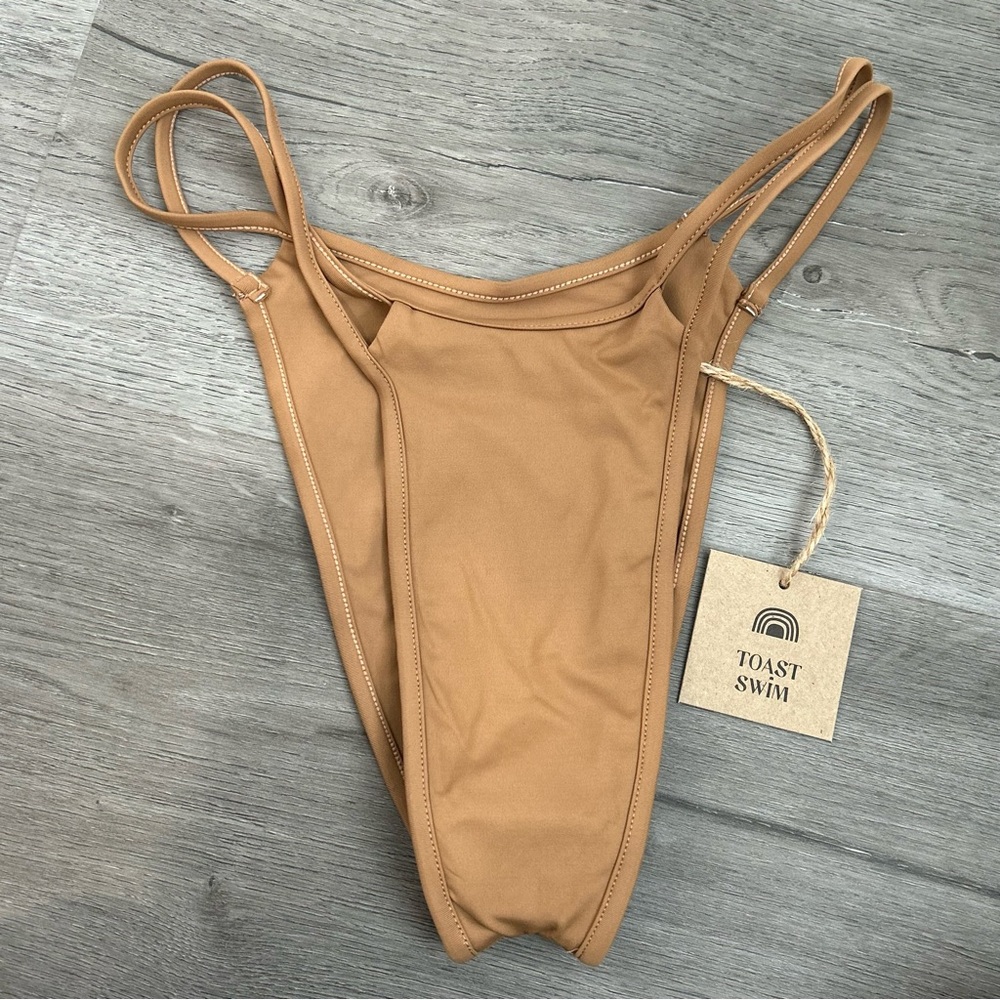NWT‎ Toast Swim Tan Cut Out Bikini Bottoms Size Xs Brown Womens